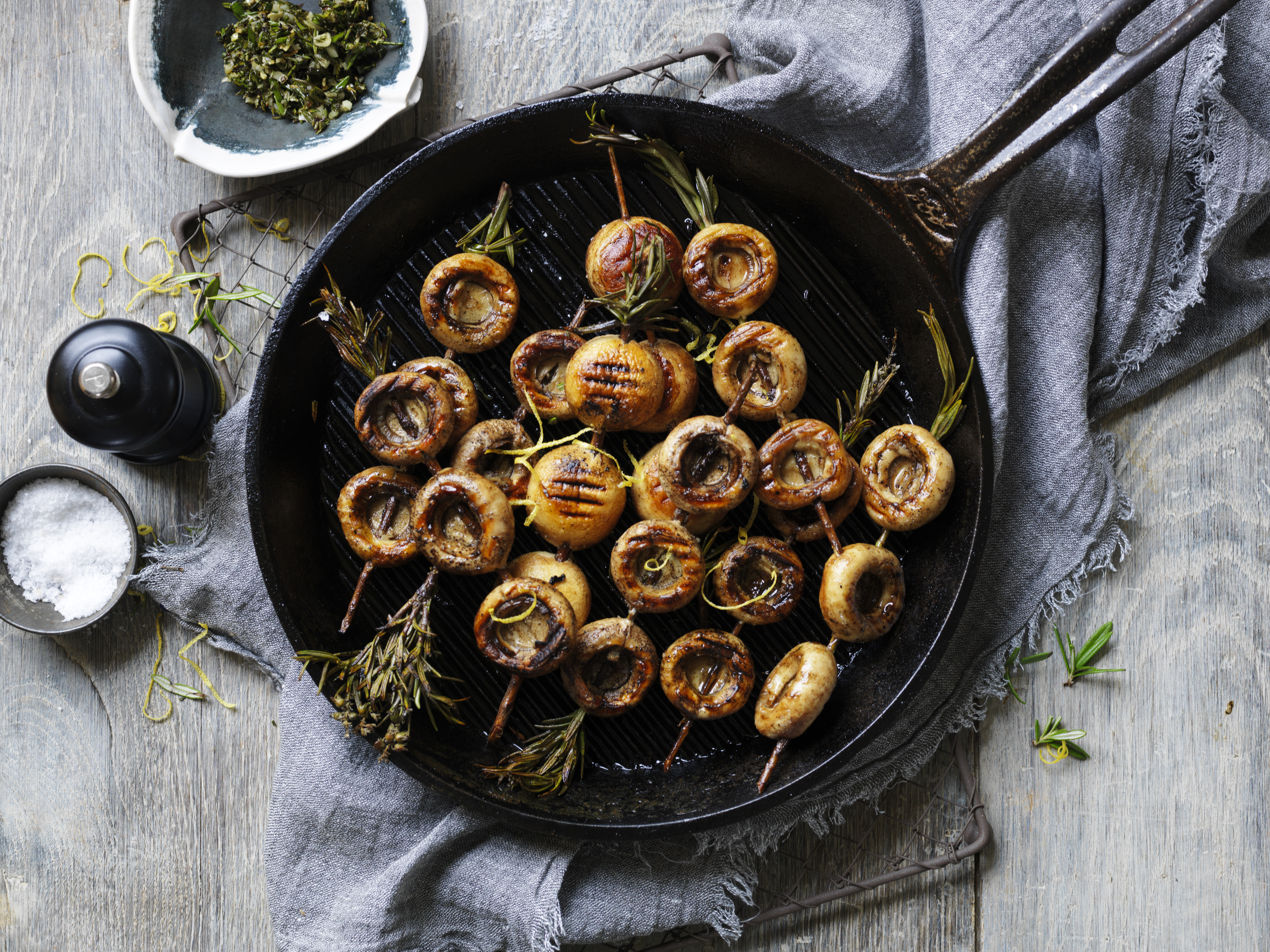 BBQ Mushroom Skewers with Rosemary Gremolata | Australian Mushrooms